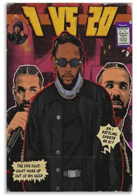 aizhimi Kendrick Poster, Lamar-Comicbuch, Musikposter für Zimmer, ästhetische Leinwand, Wandkunst, Schlafzimmerdekoration, 30 x 45 cm