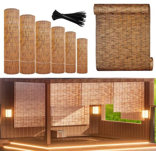 Schilfrohrmatte 50 cm 60 cm 70 cm 80 cm 90 cm 100 cm 110 cm 120 cm 130 cm Natürlicher Schilfzaun Bambus Sichtschutzzaun Für Gartenvillapflanze(60x700cm(2.0x23.0FT))