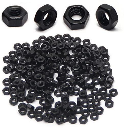 100 tuercas hexagonales M4-0.7, acero al carbono, óxido negro, tuercas pequeñas M4 x 0.7 mm, unidad hexagonal, métrica, mano derecha, 7 mm de ancho, 3.2 mm de altura, tuerca de repuesto pequeña para