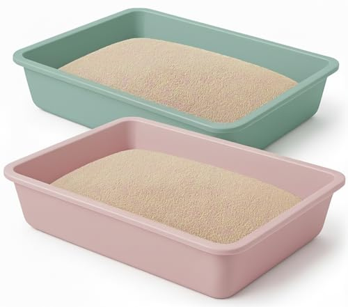 Arenero Gato – Caja Arenero para Gatos x 2 Uds – Fabricado en España con Materiales 100% Reciclados - Bandeja de Arena Sanitaria Higiénica e Inodoro Abierta para Gatos Medianos - Fácil de Limpiar