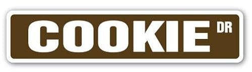 COOKIE Straßenschild Metall Kunststoff Aufkleber Bäckerei Gebäck Süßigkeiten Schokoladenstückchen