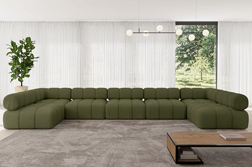 ALTDECOR Modulares Sofa Ecksofa in U-Form Corner modular Sofa Eckcouch Couch Wohnlandschaft Cauchsofa Polstersofa Garvo-U3-475x190x70 cm Grün