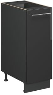 Vicco Apothekerschrank Fame-Line, Anthrazit Hochglanz, 30 cm | MDF-Front · AP Eiche inkl. · Höhenverstellbare Füße · Metallgriffe · Metall-Vollauszüge