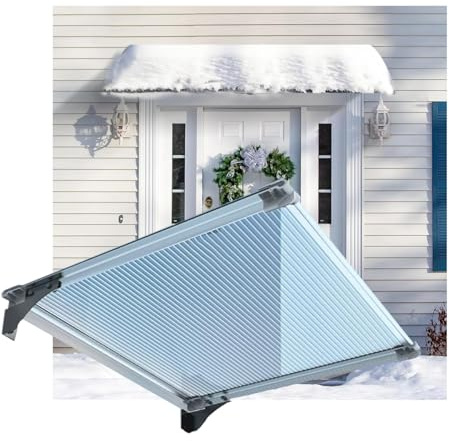 Auvent de Porte d'Entrée en Polycarbonate ，Marquise de Porte Exterieur，Marquise en Polycarbonate ，Marquise Aluminium，Marquise Porte d'entree，Style à Face Droite(80x100cm/32x39in)