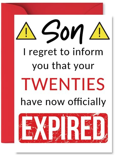 Funny 30th Birthday Cards for Son, Your Twenties Have Expired | Happy Birthday Card for Son from Mum or Dad Parents, A5 Banter Joke Humour Bday Greeting Cards Gift