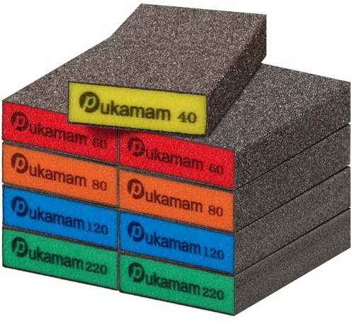 9 PCS Sanding Blocks 40/60/80/120/220 Grit Wet Dry Sandpaper | Wet & Dry Use, Washable & Reusable, Wood, Metal & Drywall Polish
