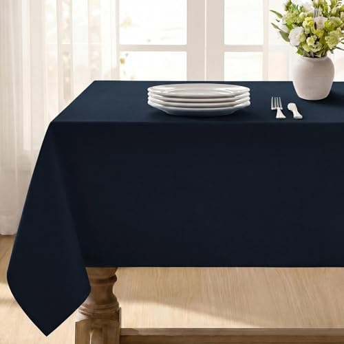 Softalker Navy Blue Table Cloth Wipe Clean Rectangular 200x140cm Tablecloth Water Resistant Table Cloths Wipeable Washable Table Cover for Party Birthday BBQ Dining Living Room Kitchen,55x78 inch
