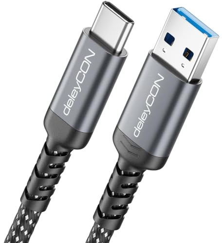 deleyCON 1m USB-A a USB-C Cable USB 3.0 5 Gbps (USB 3.2 Gen 1) Cable de Carga y Datos para Smartphone, Tablet, Portátil, Cámara, HDD/SSD, Disco Externo, etc.