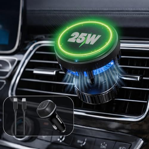 Esoulk Qi2-Certified 25W Fast Wireless Car Charger, for MagSafe compatible Charger Car Mount with Cooling Fan, Strong Magnetic Car Vent Charger, Upgraded Secure Vent Mount Charger for iPhone & Android