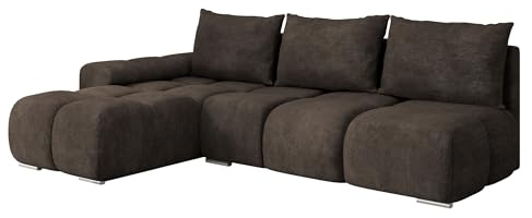 Mirjan24 Ecksofa Bukirt mit Bettkasten, 3 Sitzer L-Form Sofa mit Schlaffunktion, Eckcouch für Wohnzimmer, Couch mit Bettfunktion (Lumo 40, Seite: Links)