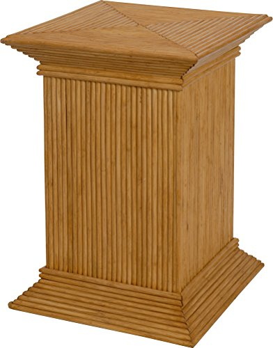 Korb-Outlet Blumensäule, Pflanzenständer XXL aus echtem Rattan/Blumenhocker 50x50x72cm (Honig)