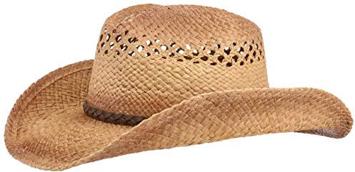 Conner Tex Western Strohhut Hut Westernhut Sommerhut Sonnenhut Cowboyhut Cowgirlhut Strandhut Damen/Herren - Sommer Frühling-Sommer - S/M (54-57 cm) Natur