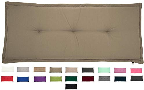 KOPU® Bankauflage Prisma Taupe | Auflagen für Gartenbank | Taupe Bank Auflagen 120 x 50 cm | 19 Einfache Farben | Dralon | Robuster Schaumstoff für zusätzlichen Komfort