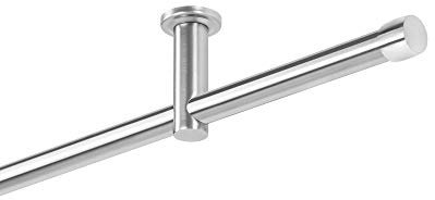 Dekobase Vorhang Gardinenstange Metall Andrax Deckenbefestigung Decken Montage 1 läufig komplett Set, 20 mm Ø, Edelstahl-Optik, 200 cm
