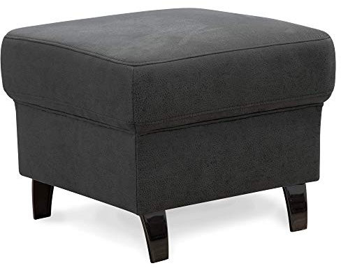Cavadore Hocker Ammerland, Polsterhocker, Fußbank für Wohnzimmer passend zur Wohnlandschaft Ammerland, 58 x 48 x 58, lederoptik dunkelgrau