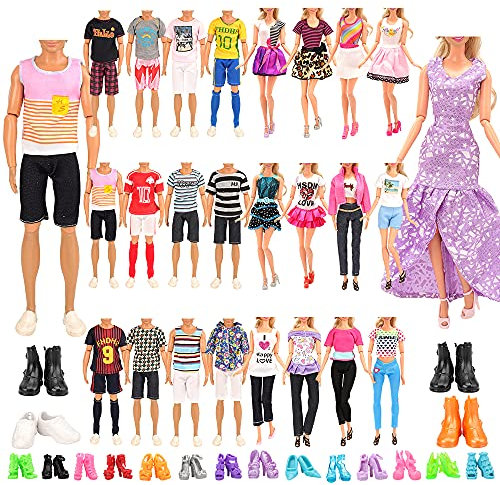 Miunana 39 Pezzi Selezionati A Caso per 11 - 12 Pollici Bambola: 10 Abiti Vestiti + 4 PCS Scarpe per KEN Ragazzo + 5 Abiti + 5 PCS Pantaloni + 5 Vestiti + 10 PCS Scarpe per 30cm Bambola Ragazza