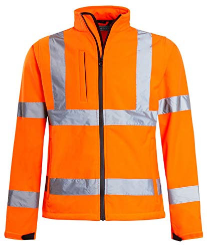 shelikes Hi Vis Viz Visibility Two Tone Zipped Zip Softsheel Light Weight Fleece Zip Jacket Size[ORANGE, 4XL]