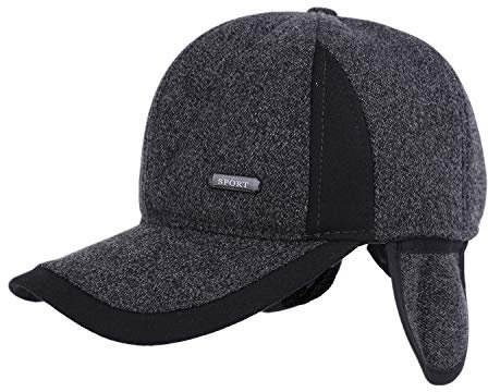 FakeFace Unisex Schirmmütze mit ohrenschützer gefüttertes Basecap Herren Winter Dicke Mütze Kappen Golf Cap Fliegermütze Wintermütze Windschutz Baseballcap mit Schirm und Ohrenklappen (Grau-258)