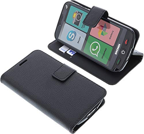 foto-kontor Custodia a Libro per Brondi Amico Smartphone 4G di Colore Nero (esclusivamente per la Versione 4G)
