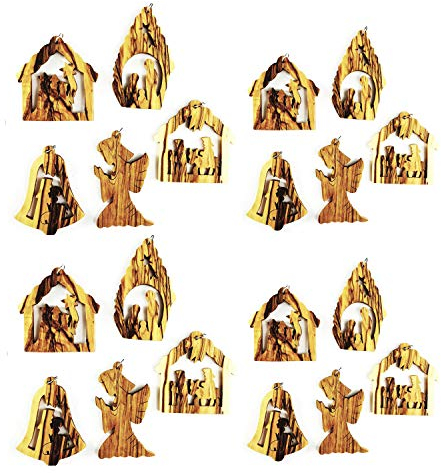 Weihnachtsbaumanhänger 20 Stück im Set | Christbaumschmuck Baumschmuck Weihnachtsbaumschmuck Christbaumkugeln Natur braun Holz Holzhänger Holzanhänger Olivenholz