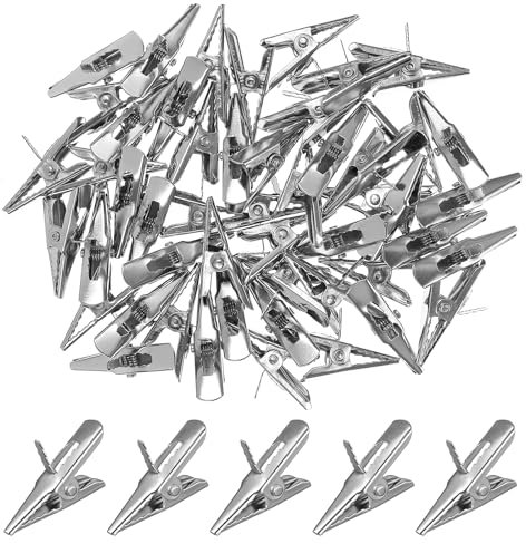 Happyyami 50pcs Metal Alligator Clips Metal Alloy Clip Crocodile Clamps for Xmas Christmas Tree Ornament Memo Photo Picture Clips Holder Christmas Crafts