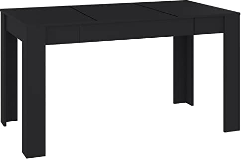 vidaXL Mesa de Comedor Salón Sala de Estar Muebles Mobiliario Soporte Exterior Cocina Duradera Estable de Madera Contrachapada Negro 140x74,5x76 cm