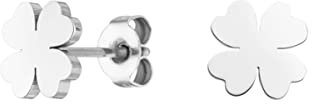 LUUK LIFESTYLE Schlichte Ohrringe aus Edelstahl, Damen Ohrstecker, Glücksbringer Geschenk für Frauen und Mädchen, filigran & wasserfest, vierblättriges Kleeblatt I Glückssymbol, silber