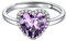 ChicSilver verstellbarer Herz Ring mit Amethyst Gebursstein Damen 925 Sterling Silber Ringe Silber mit Stein Fingerring Damen Zirkonia Ringe Offen Herzring Ehering Verlobungsring frauenschmuck