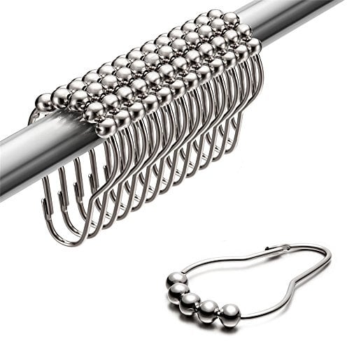 Uigos Shower Curtain Hooks Rings, Rust-Resistant for Bathroom Shower Rods Shower Hooks - Set of 12, Chrome
