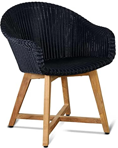 OUTLIV. Sessel Clovelly, Teak recycelt, Polyrattan Korb, Robustes Design, witterungsbeständig, uv-beständig, 65x60x76 cm, Sitzhöhe 45 cm, Natur/Schwarz