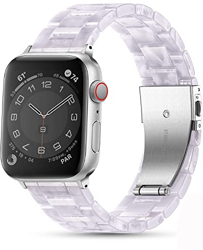 Upeak Resin Harz Ersatzarmband Kompatibel mit Apple Watch Armband 41mm 40mm 38mm 42mm(Series 10), Leicht Ersatz für Apple Watch Band, für Apple Watch Series 10/9/8/7/6/5/4/3/2/1/SE2/SE, Lavendelrosa