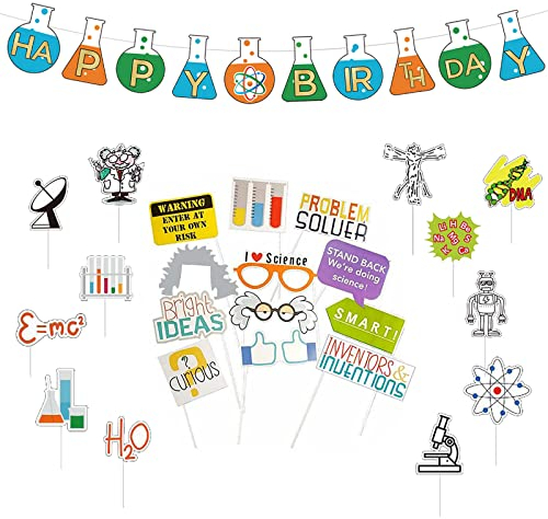 Wissenschaft Party Dekoration Wissenschaftliche Geburtstag Girlande Experimente Cake Topper Wissenschaftler Fotobox Chemie Supplies