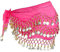 SamHeng Damen Bauchtanz Gürtel Chiffon Hüfttuch, Bauchtanz Münztuch Bauchtanz Münzgürtel Tanztuch Bauchtanz Kostüm mit 128 Münzen für Mädchen Frau für Performance Kostüm Bauchtanz Yoga Kurs