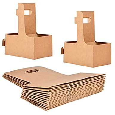 KVMORZE 2-Cup Drink Carrier Handle, Kraft Paperboard Handled Drink Carriers 12-30 OZ to Go Coffee Cup Holder for Drinks, Takeout, Cafe and Restaurant Food Service Delivery, 20Pack