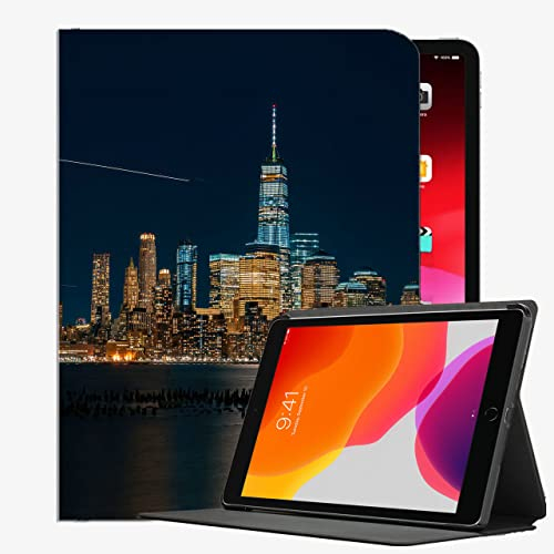 YENDOSTEEN Hülle für iPad 10.2 2021 9.Gen/ 2020 8.Gen/ 2019 7.Generation,Nacht in New York,USA Automatischem Schlaf/Aufwach