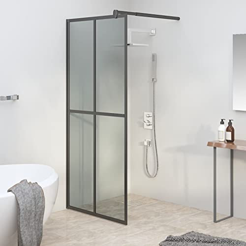 Chusui Pannello doccia per walk-in doccia, pannello posteriore doccia, parete in vetro di sicurezza scuro, 80 x 195 cm