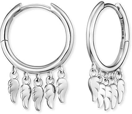 Engelsrufer Damen Creole aus Sterling Silber mit beweglichen Flügeln - Clipverschluss - nickelfrei