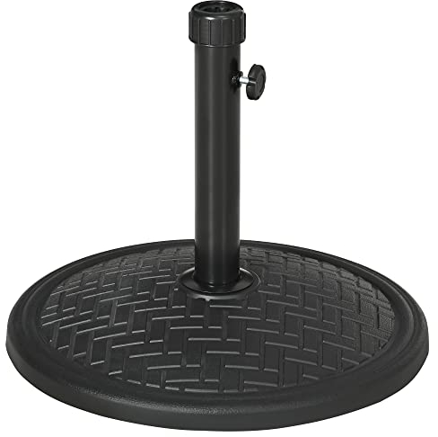 Outsunny Base de Sombrilla de Hormigón Soporte para Parasol de 14 kg Pie de Parasol para Mástil de Ø32-38 mm para Jardín Terraza Patio Ø46x34 cm Negro
