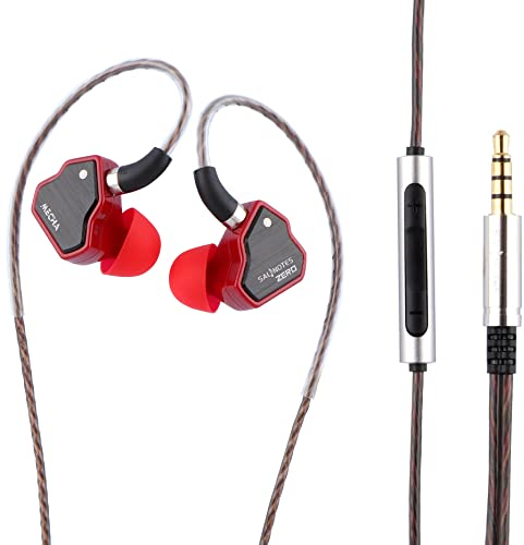 Linsoul 7Hz Salnotes Zero HiFi 10mm Dynamic Driver In-Ear Earphone IEM with Metal Composite Diaphragm Stainless Steel Faceplate Detachable 2Pin OFC Cable (Red, With Mic, 3.5mm)