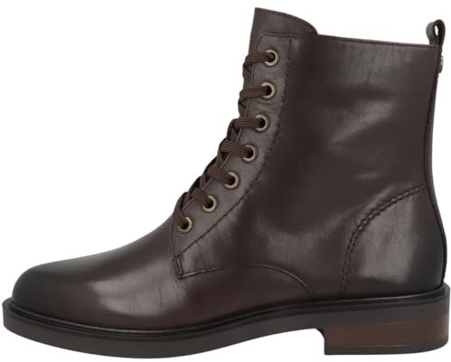 CAPRICE Damen Stiefeletten zum Schnüren aus Leder mit Reißverschluss, Braun (Dk Brown Nappa), 38.5 EU