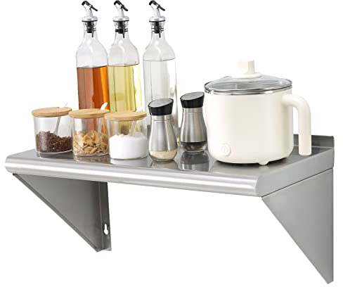 VEVOR Gewürzregal Wandregal 610 x 305 x 298 mm, Hängendes Küchenregal mit Stützrahmen, Schweberegal Edelstahl 104 kg Belastbar, Regalbrett Wandboard Gewürzregal für Küchen, Restaurants, Hotels usw.