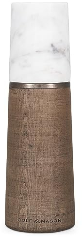 Cole & Mason Marlow Marble Salt Mill, 18.5cm, Beech Wood/Marble, Adjustable Grind Ceramic Mechanism, 1x Salt Grinder, H322224