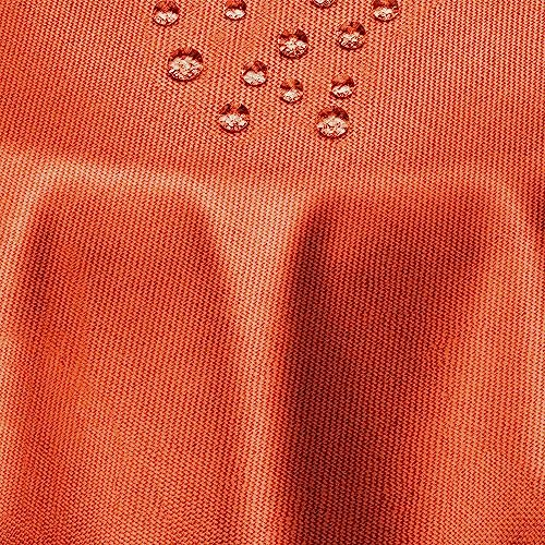 Leinen Optik Tischdecke Tischtuch Tafeldecke Leinendecke Abwaschbar Wasserabweisend Oval 160 x 260 cm Orange Fleckschutz Pflegeleicht mit Saumrand Leinentuch