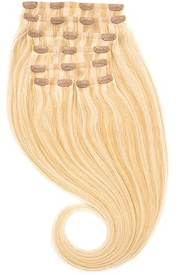 GLOBAL EXTEND® Clip-in-Extensions nahtlos I 100% Echthaar I Angenehmes Tragen | Einfaches Befestigen I Dichte und Volumen I Große Farbauswahl I Komplettes Set (30 cm, 20/60 gesträhnt)