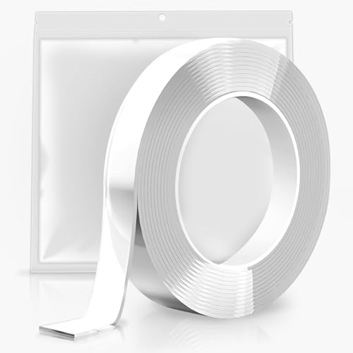 Birllaid Doppelseitiges Klebeband Verlängertes 1.5cmX5m Heavy Duty,abnehmbar klares, starkes Klebeband zum Aufhängen,für Bilder, Poster,Teppich,Wand,Haus,Büro,Outdoor,Auto