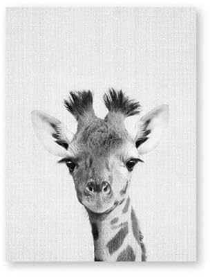Tanyang Giraffen-Wand-Kunstdruck, Safari-Kinderzimmer-Leinwand-Poster, Dekor, Schwarz-Weiß-Baby-Tier-Gemälde, Bilder, Babyzimmer-Wanddekoration 40X50Cm Kein Rahmen