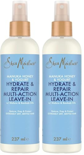 SHEA MOISTURE Manuka Honey & Yoghurt Hydrate & Repair Multi-Action Leave-In Conditioner sulphate and silicone free conditioner for extremely dry, brittle curly hair 237 ml (Pack of 2)