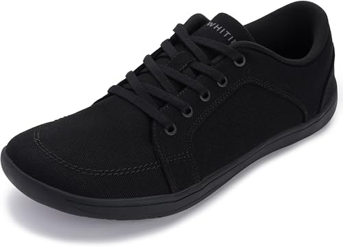 WHITIN Men's Wide Canvas Barefoot Minimalist Shoes Low Zero Drop Sneaker Extra Width Size 11 Zapatillas de Correr Hombre Walking Lightweight Black 45
