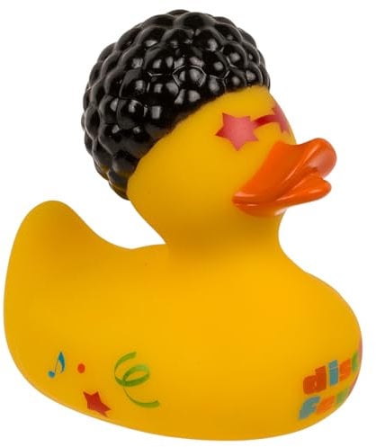 MIJOMA Quietsche-Ente Badeente | Niedliche Schwimmenten für Kinder & Erwachsene | Hochwertiges, langlebiges Material | ca. 10 cm (Disco)