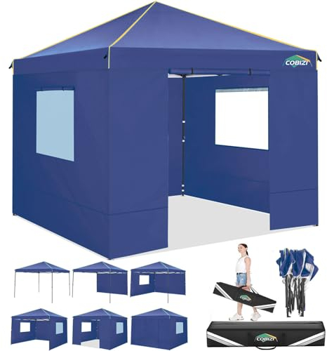 COBIZI Pavillon 3x3 Wasserdicht Stabil Faltpavillon 3x3 Profi mit 4 Seitenteilen Pop Up Pavillon Pavillon Faltbar UV-Schutz 50+ Partyzelt für Strand Hochzeit Camping, Marineblau